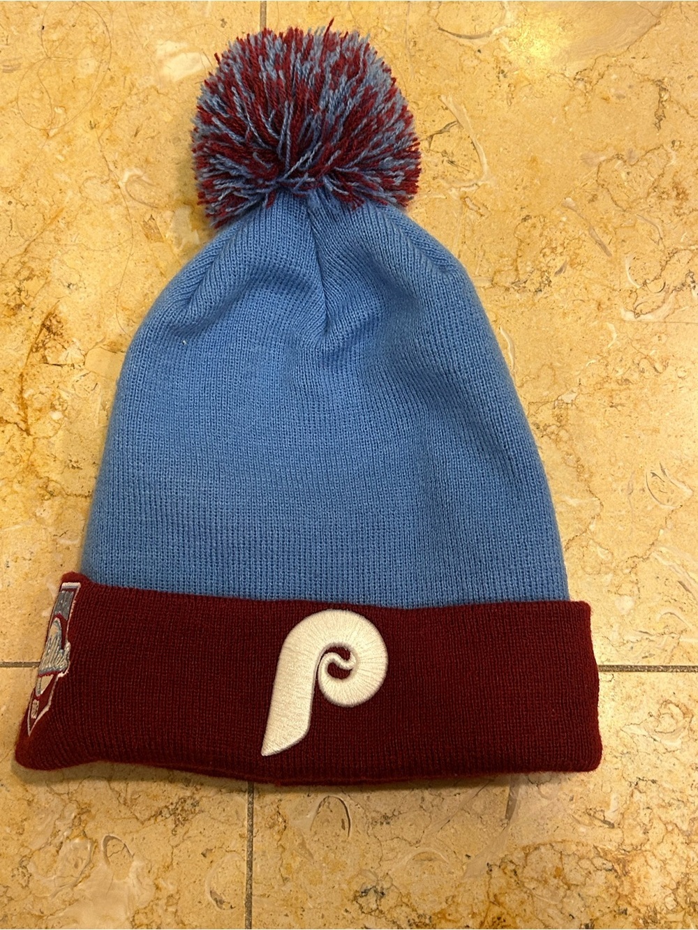 Phillies Baseball Beanie by New Era Like New Condition One Size Blue & Red